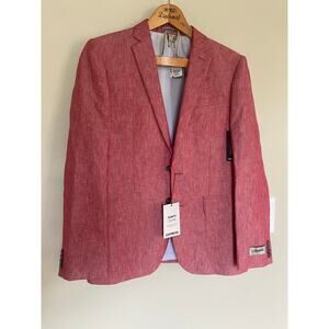 Express Mens Slim Fit Photography Blazer Red Linen Blend 36 Short NWT